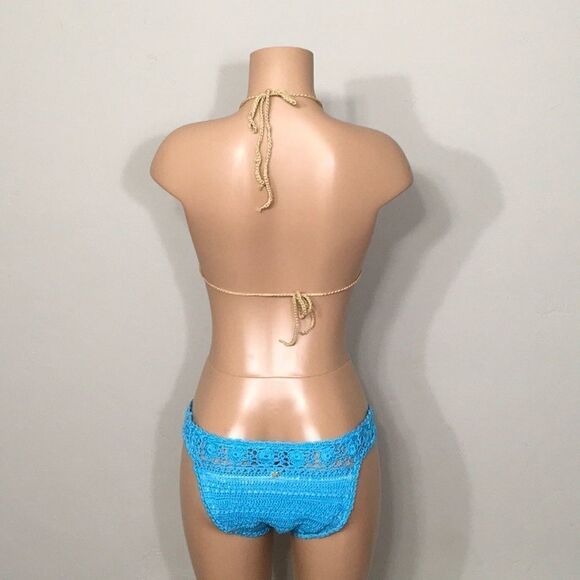 PILYQ Romance & blue crochet bikini set.M-top/L-bottom NWT - Picture 5 of 9
